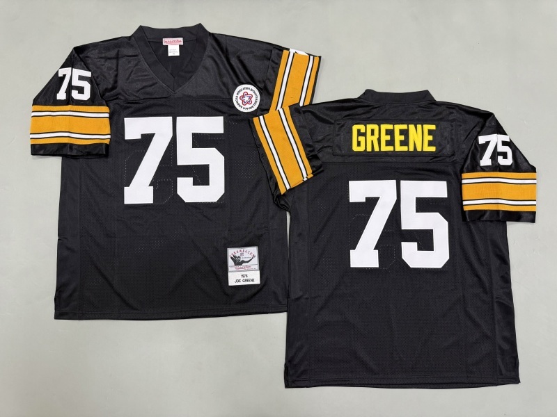 Men 2025 Pittsburgh Steelers #75 Greene black Throwback Limited NFL Jersey style 005